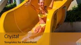  Presentation with child teen - Colorful presentation theme enhanced with plummet - swimming pool slides for child backdrop and a gold colored foreground