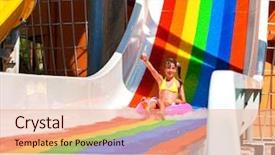  Presentation with inflatable water park - Cool new slides with swimming pool slides for children backdrop and a lemonade colored foreground