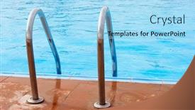  Presentation with stairway - Amazing PPT theme having swimming-pool-stairway backdrop and a light blue colored foreground
