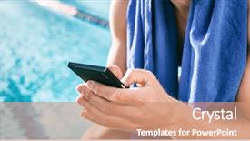  Presentation with triathlon - Amazing PPT layouts having swimming pool texting sms message backdrop and a coral colored foreground