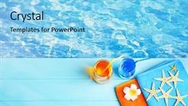  Presentation with water sun - PPT theme with swimming pool water background background and a light blue colored foreground