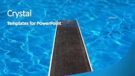  Presentation with pool diving board - Colorful PPT theme enhanced with swimming pool with diving board backdrop and a teal colored foreground