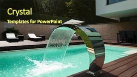  Presentation with swimming pool - Beautiful theme featuring swimming pool with fountain backdrop and a wine colored foreground