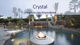  Presentation with flame - Audience pleasing PPT theme consisting of swimming pool with live backdrop and a sky blue colored foreground