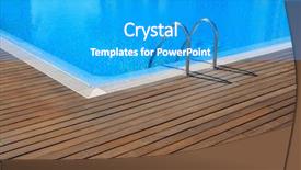  Presentation with swimming pool - Slide deck featuring swimming pool with teak wood background and a teal colored foreground