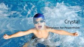  Presentation with swimming - Audience pleasing PPT theme consisting of youth sports - swimming pool backdrop and a light blue colored foreground