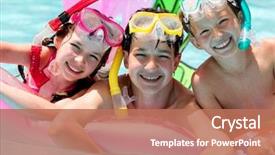  Presentation with scuba diving - Beautiful PPT layouts featuring swimming pools kids - children scuba diving backdrop and a coral colored foreground
