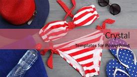  Presentation with swimming - Presentation design with swimming set on wooden background background and a coral colored foreground