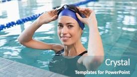  Presentation with swimmer - Colorful presentation enhanced with fit swimmer in the pool backdrop and a teal colored foreground