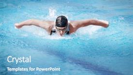  Presentation with stroke - Presentation theme having swimmer in cap breathing performing background and a light blue colored foreground