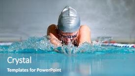  Presentation with indoor location - Slides consisting of competitive swimming - woman swims using the breaststroke background and a teal colored foreground