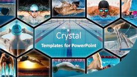  Presentation with swimming pool - Presentation design consisting of swimming-sport-collage-professional-women background and a teal colored foreground