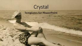  Presentation with swimming - Slide deck with swimming suit circa 1950 background and a coral colored foreground