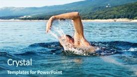  Presentation with swimming - Slide set consisting of swimming young man background and a ocean colored foreground