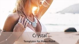  Presentation with jewelery - Beautiful PPT layouts featuring swimsuit and silver bohemian jewelery backdrop and a coral colored foreground