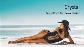  Presentation with mens fashion black - Presentation design having swimsuit and straw hat lying background and a light blue colored foreground