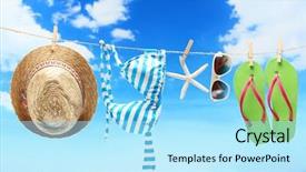  Presentation with hat and flip flop - Presentation featuring swimsuit hat and flip-flops background and a arctic colored foreground