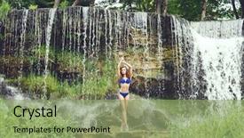  Presentation with body - Audience pleasing slide set consisting of swimsuit near the beautiful waterfall backdrop and a  colored foreground