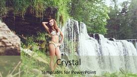  Presentation with body tissues - Slide set enhanced with swimsuit near the beautiful waterfall background and a  colored foreground