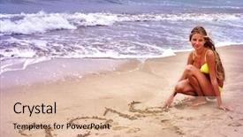  Presentation with ocean waves - Slides consisting of swimsuit written in sand 2016 background and a lemonade colored foreground