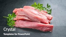  Presentation with pig - Audience pleasing presentation theme consisting of raw suckling pig fillet offered backdrop and a dark gray colored foreground