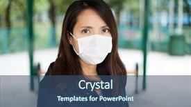  Presentation with face mask - Colorful presentation design enhanced with swine flu - asian woman wearing a face backdrop and a ocean colored foreground