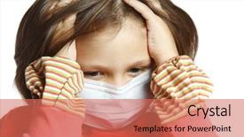  Presentation with mask - Presentation theme enhanced with swine flu - little girl wearing a protective background and a coral colored foreground