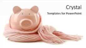  Presentation with piggy bank - Cool new PPT theme with swine flu - piggy bank wearing scarf isolated backdrop and a white colored foreground