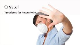  Presentation with mask - PPT layouts featuring swine flu - woman wearing mask background and a sky blue colored foreground