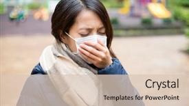  Presentation with mask - Theme having swine flu - woman wearing medical mask background and a lemonade colored foreground