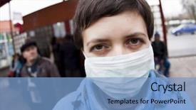  Presentation with mask - Beautiful theme featuring swine flu - woman wearing medical mask backdrop and a light blue colored foreground
