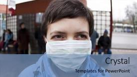  Presentation with mask - Audience pleasing presentation consisting of swine flu - woman wearing medical mask backdrop and a teal colored foreground