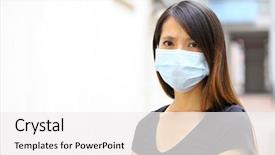  Presentation with wearing a surgical face mask - Cool new PPT layouts with swine flu - woman wearing protective face mask backdrop and a white colored foreground