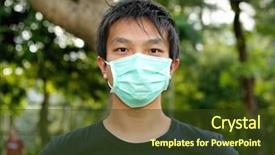  Presentation with wearing a surgical face mask - Beautiful slides featuring swine flu - young man wearing face mask backdrop and a tawny brown colored foreground