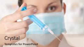  Presentation with swine flu - Presentation theme with swine flu - young nurse in mask background and a coral colored foreground