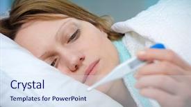  Presentation with swine flu - Beautiful PPT theme featuring swine flu - young woman lying in bed backdrop and a sky blue colored foreground