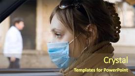  Presentation with swine flu - PPT layouts consisting of swine flu - young woman travels on automobile background and a tawny brown colored foreground