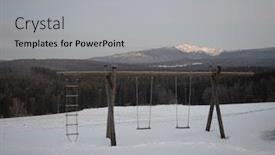  Presentation with swing - Amazing PPT theme having swing-at-winter-mountains backdrop and a light gray colored foreground