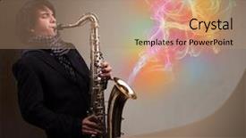  Presentation with fume - Cool new PPT layouts with swing band - attractive young musician playing backdrop and a  colored foreground