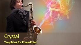  Presentation with fume - Colorful theme enhanced with swing band - attractive young musician playing backdrop and a  colored foreground