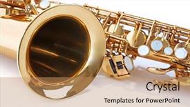  Presentation with band - Slides with swing band - golden saxophone closeup background and a coral colored foreground