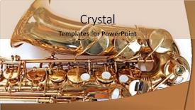  Presentation with golden - PPT layouts featuring swing band - golden saxophone isolated on white background and a yellow colored foreground