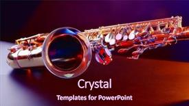  Presentation with golden trophy on the purple - Slide set consisting of swing band - golden saxophone on purple background background and a wine colored foreground