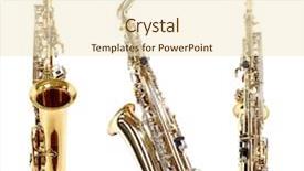  Presentation with swing - Audience pleasing slide deck consisting of swing band - golden saxophones isolated on white backdrop and a cream colored foreground