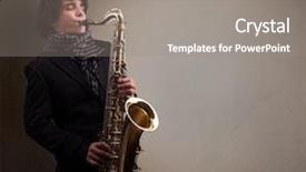  Presentation with handsome - Cool new theme with swing band - handsome young musician playing backdrop and a  colored foreground