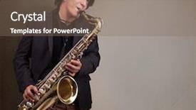  Presentation with young children playing multicultural - Cool new PPT layouts with swing band - handsome young musician playing backdrop and a violet colored foreground