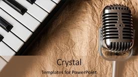  Presentation with music band - Beautiful presentation design featuring swing band - music background with piano backdrop and a coral colored foreground