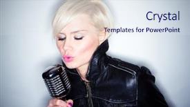  Presentation with mic - Slide deck with close up red apple on a white background background and a red colored foreground