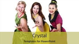  Presentation with bright - Slide deck enhanced with swing dance - three stylish young woman background and a  colored foreground