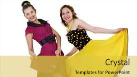  Presentation with bright - Slide deck consisting of swing dance - two stylish young woman background and a  colored foreground
